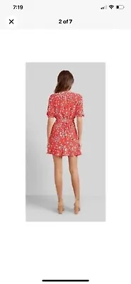 Kookai Red Floral Wrap Tie-up Dress Size 40 • $20