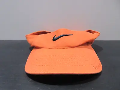 VINTAGE Nike Hat Cap Strap Back Orange Black Swoosh Visor Tennis Golf Mens 90s • $15.10