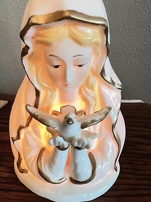 Vintage  Madonna Virgin Mary Lamp Electric Night Light With Dove • $29.95