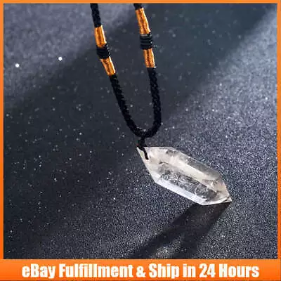 Natural Clear Quartz Crystal Healing Pendant Point Wand Pendulum Chakra Necklace • $8.54