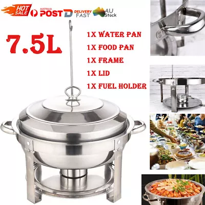 1/2x7.5L Round Stainless Steel Chafing Dish Buffet Food Warmer Bain Marie Heater • $123