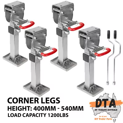 X4 Corner Legs Drop Down Stabilizers 400mm Handle 1200lbs Caravan Camper Trailer • $248