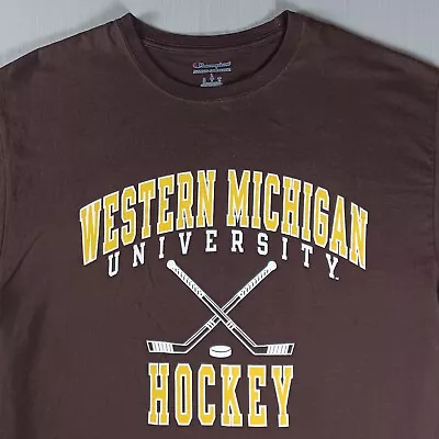 Champion Western Michigan University Broncos Hockey Shirt Mens Large Brown • $25