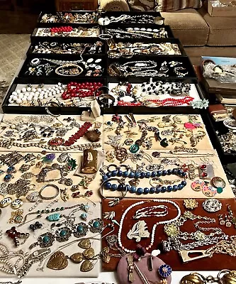 VTG ESTATE Costume Jewelry 300 + Pc Lot Crown Trifari Coro BSK  Sara Cov Lisner • $255