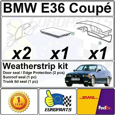 BMW E36 Coupe 4 Pieces Seal Kit For Door Seals + Sunroof Seal + Trunk Lid Seal • $110