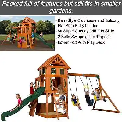 £945.27 • Buy Large Garden Playcentre Wooden Children Playhouse Kids Outdoor Swing Tree House