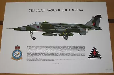 SEPECAT RAF Jaguar GR.1 XX764 A3 Profile Print 226OCU Lossiemouth Ltd Edition • £17.50