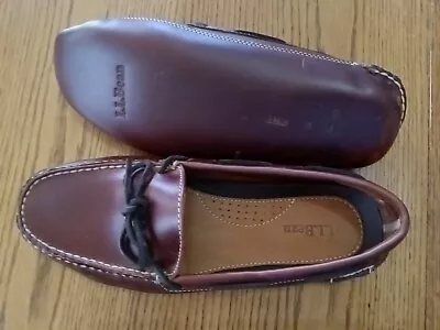 LL Bean Double Sole Brown Leather Bottom Moccasins Loafers Mens Size 8 Shoes • $38.99