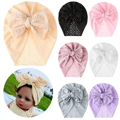 Mesh Hat Infant Toddler Big Bowknot Beanies Cap Turban Headwrap Baby Bonnet Cap • $8.32