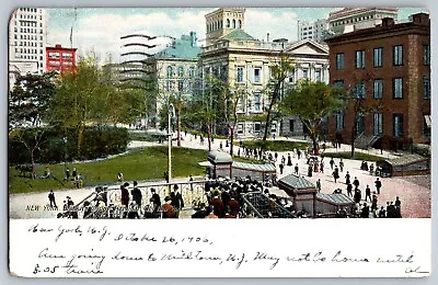 New York - Brooklyn Bridge Terminal City Hall Park - Vintage Postcard - Posted • $6.79