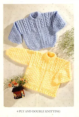 Knitting Pattern-Baby Textured Cardigans- 2 Styles In 4ply/DK Fits 16-26 Chest • £2.15