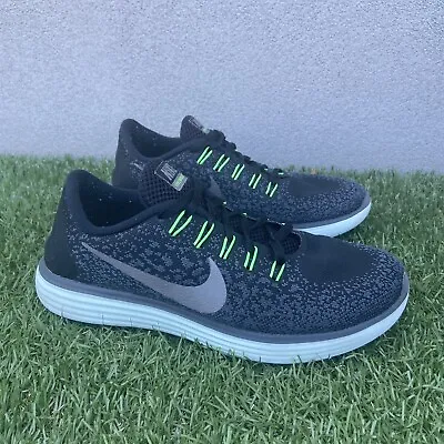 Nike Free RN Run Distance Running Shoe Womens US 7.5 827116-002 Black Green • $49.95