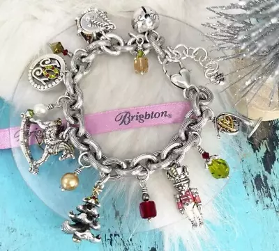 Brighton Christmas Joy Charm Bracelet Crystal Nutcracker Rocking Horse Drum HTF • $89