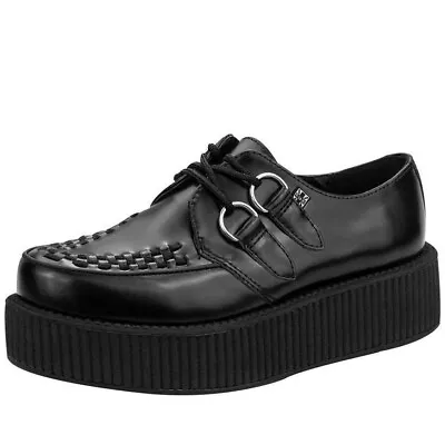 T.U.K V6802 Black Leather Mondo Creeper Double Sole Shoes Womens Size US 9 • $100.09