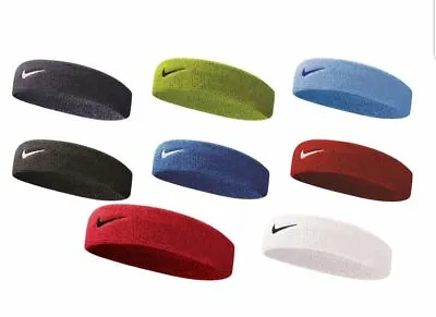 Nike Swoosh Headband NEW Tennis Squash Badminton Gym Sweat Bands Blue Black   • $16.92