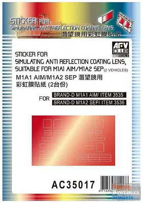 AFVAC35017 1:35 AFV Club M1A1 AIM / M1A2 Abrams Anti Reflection Coating Lens • $14.34