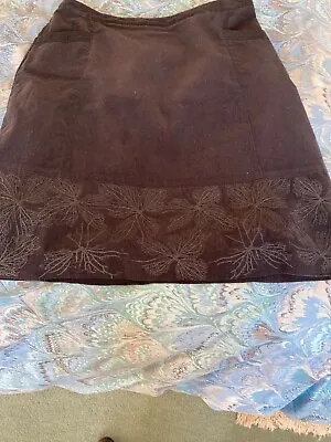 Women's Laura Ashley Black Cord Embroidered Skirt Size 12 Worn Rarely Ex Con   • £7.99