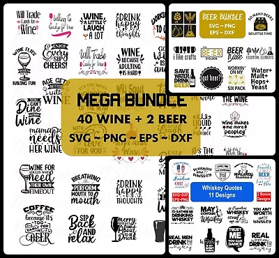 Alcohol Svg Bundle Coaster Svg Alcohol Quotes Svg Bundle Wine Svg Beer Svg • $1.25