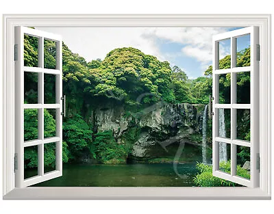 FLFK Mountain Forest Window Sticker:Faux MuralPeel & StickVinyl Art Wall Decor • $12.49