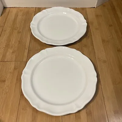 VINTAGE VARAGES White 12” Serving Platters (2) MADE IN FRANCE GOOD Round • $31.99