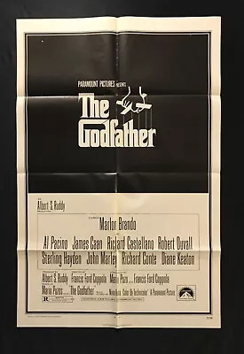 1972  The Godfather  27x41 One Sheet Movie Poster Marlon Brando Al Pacino • $100