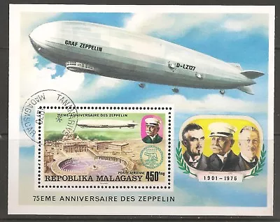 Malagasy Republic #C160 (A152) VF USED S/S - 1976 450fr Zeppelin Over St. Peters • $1.40