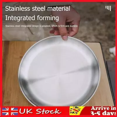 Stainless Steel Plates Metal Dinner Dishes For Outdoor Camping (Diameter 20cm) • £6.59