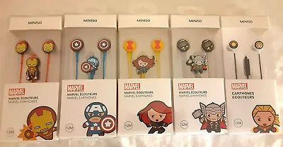 New Marvel Avengers Kawaii Captain America  Iron Man Earphones 1.2m Miniso • $14