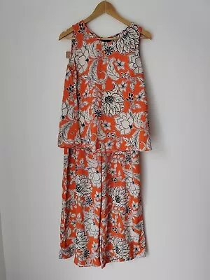 ❤️BNWT F&F Orange Floral Pallazo Wide Loose Fit Trousers Size 8 803 • £12.99