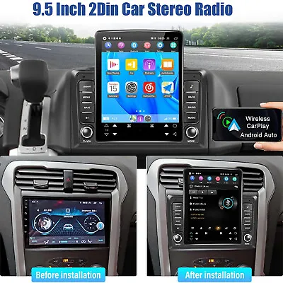 Double 2Din 9.5  Inch Car Radio Stereo Android Carplay GPS WiFi FM Touch Screen • $149.59