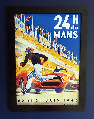 Le Mans Motor Racing Vintage 1959 Framed Poster A3 Size Shop Display Sign Advert • £23.99