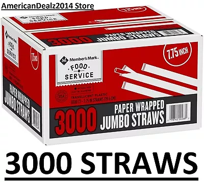 Member'S Mark Jumbo Translucent Plastic Wrapped Straws 7.75  (3000 Ct.) • $20.94