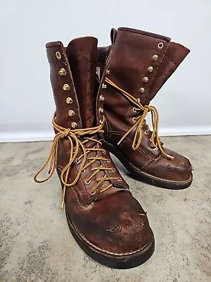  HALLS SAFETY Size 8 D Steel Toe  Men’s Lineman Work Boots • $55.99