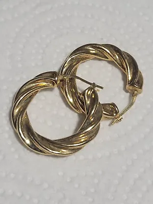 Vintage Gold Over 925 Sterling Silver Heavy Mesh Twist Hoop Earrings Chunky • $29.74