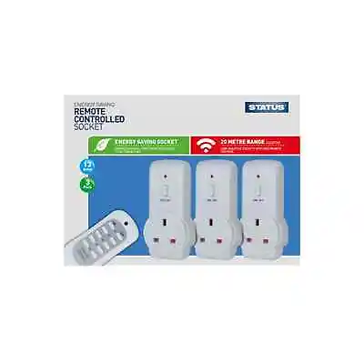 £17.95 • Buy 3 X Wireless Remote Control Mains Sockets 13A Plug-In 20m Range White Plugs