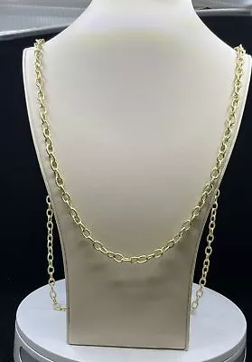 Judith Ripka SS Gold Vermeil 52” Cable Link Necklace CZ Heart Clasp • $160