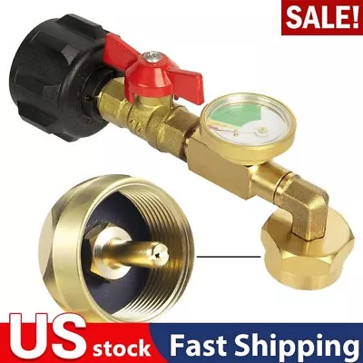 Propane Refill Adapter W/ON-Off Valve And Gauge Fill 1Lb Bottle From 5-40Lb Tank • $14.39