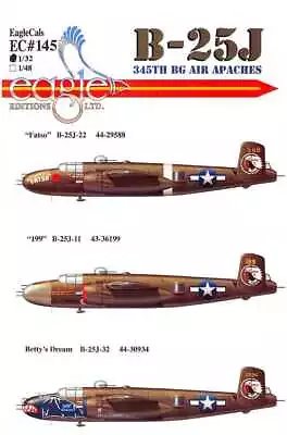 EagleCals Decals 1/48 NORTH AMERICAN B-25J MITCHELL Medium Bomber • $14.99