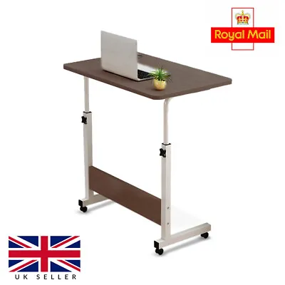 Wooden Height Adjustable Notebook/Laptop/Computer Portable Table Rolling Castor • £18.99