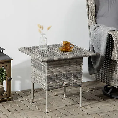 PE Rattan Outdoor Coffee Table Rattan Side Table For Patio Garden • £36.99