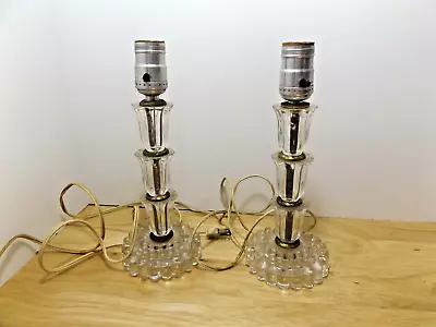 Vintage Boopie Clear Glass Boudoir Leviton Lamps Set Of Two • $32.95