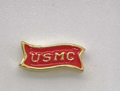 Origami Owl USMC Marines Charm Red Gold Flag Banner Military • $4.99