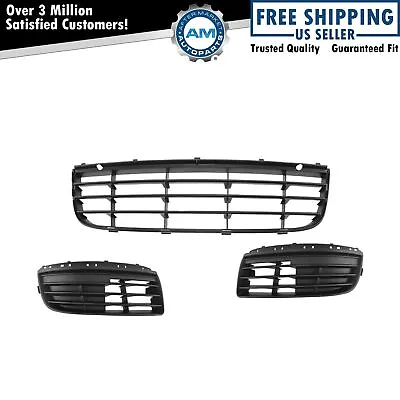 $49.99 • Buy Lower Fog Light Cover Center Grill Grille Black Kit Set Of 3 For VW Jetta MK5