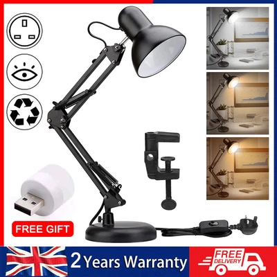 £13.99 • Buy Adjustable Reading Desk Lamp 35cmTall Angled Table Spotlight LED Light E27 Base