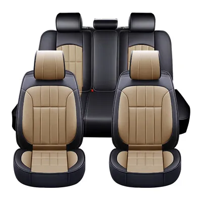 $53.99 • Buy 8pcs Faux Leather Seat Cover For Cars SUV 5 Seat Universal Fit Cushion Protector