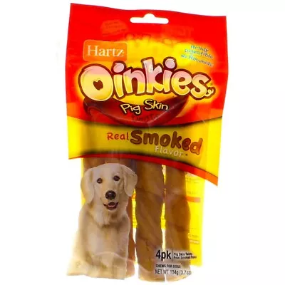 2 PACKS Hartz Oinkies Pig Skin Twists REAL SMOKED FLAVOR 4CT EACH 8CT TOTAL NEW • $9.99