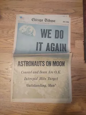 1969 Nov. 19th Newspaper WE DO IT AGAIN ASTRONAUTS ON MOON CHICAGO TRIBUNE  • $21.21