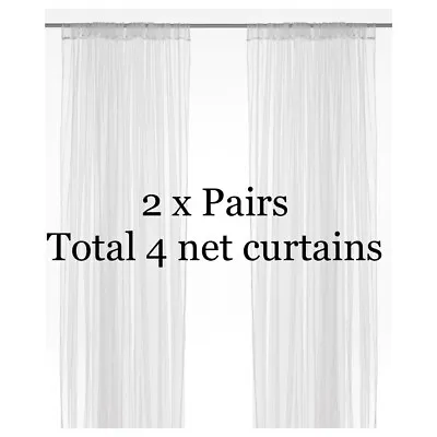 2 X Pair Of IKEA LILL Sheer Net Curtains White Long Curtains 280cm X 300cm New • £12.90