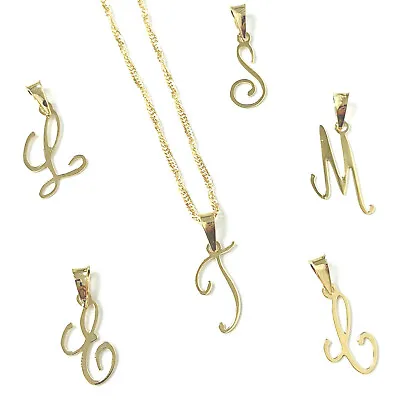 Gold Initial Pendant Letter 9ct Chain Alphabet Necklace Ladies New Many Sizes • £105