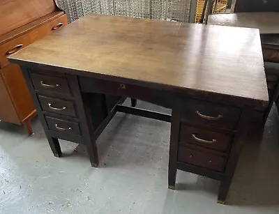 £395 • Buy Vintage Antique Wooden Pedestal Desk Teachers Desk Office